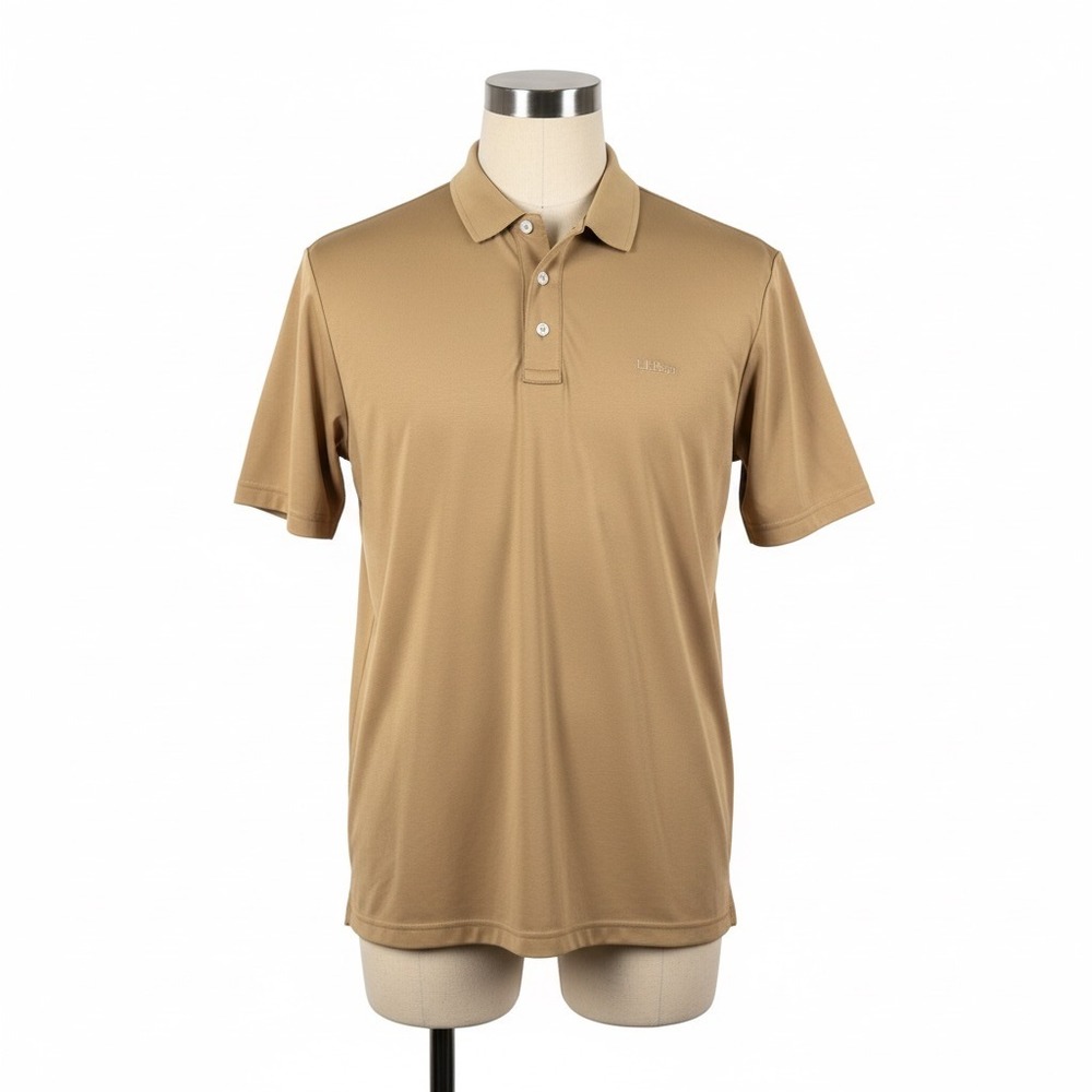 L.L.Bean Polo ShirtXXL Tall Pima Cotton Slightly Fitted Tan Khaki Golf Outdoors